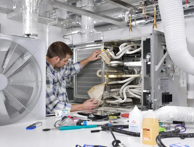 West Warwick Air Duct Cleaning specialist performing precision AC coil cleaning in West Warwick