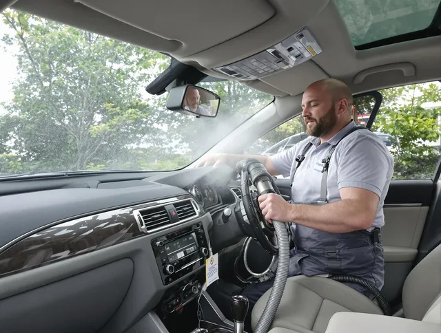 West Warwick Air Duct Cleaning specialist performing professional car duct cleaning in West Warwick